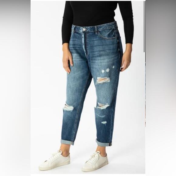 KanCan Beatrice Ultra High Rise Distressed/Ripped Boyfriend Jeans - Picture 1 of 7